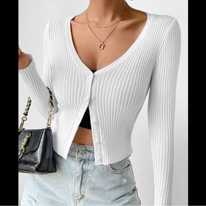 brandy melville white button up cardigan